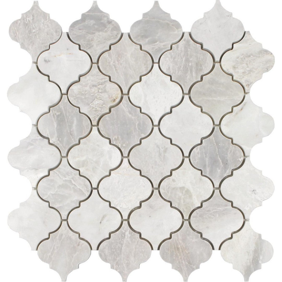 Tesoro Iceberg 12.25" x 9.75" Polished Arabesque Natural Stone Mosaic
