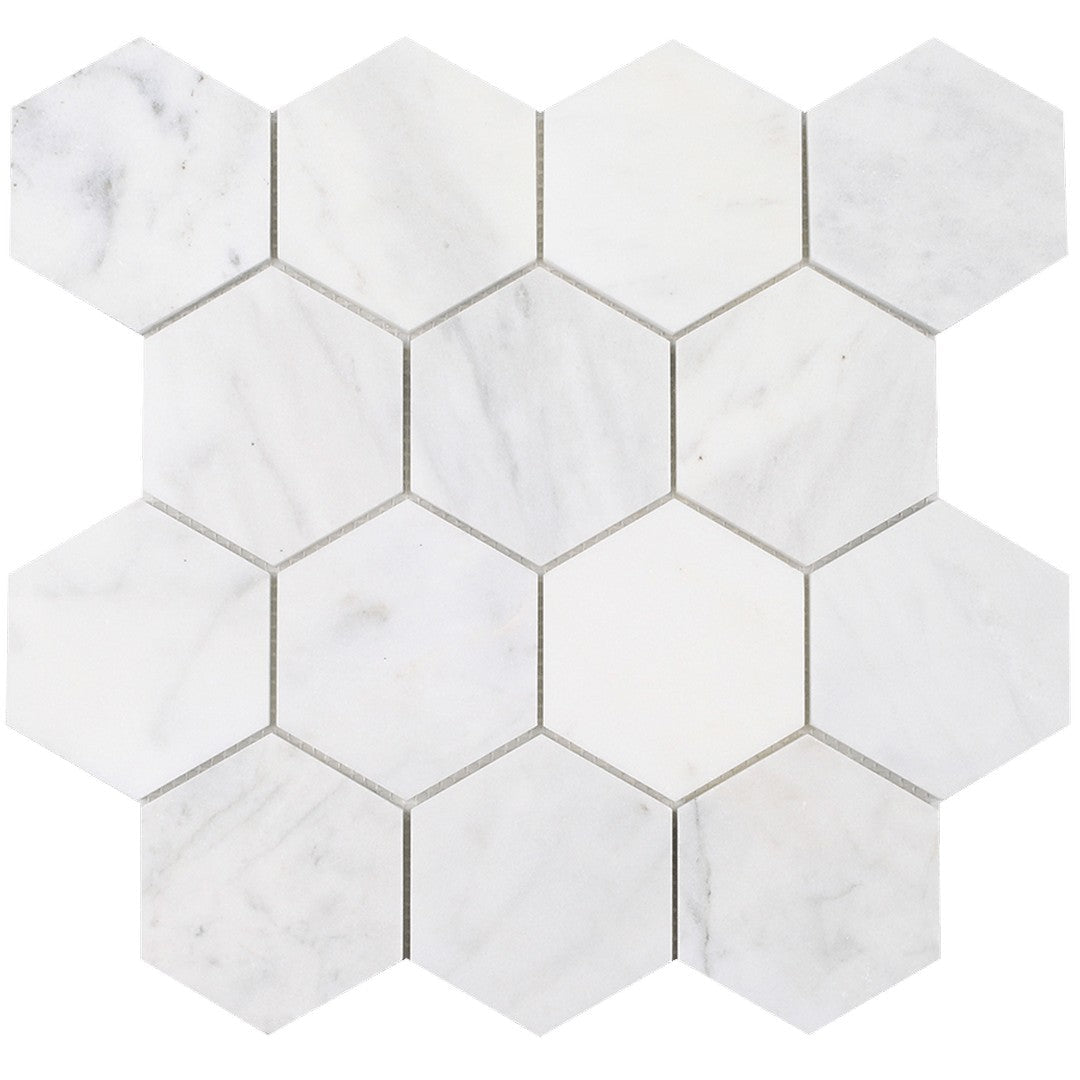 Tesoro Ice 13.5" x 12" Honed 3" Hexagon Natural Stone Mosaic