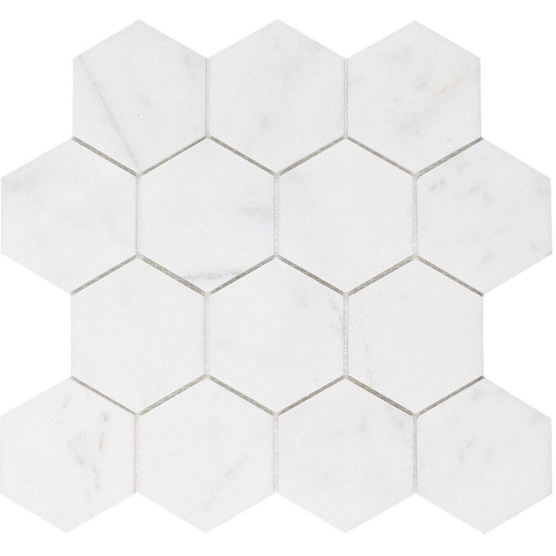Tesoro Snow White 13.5" x 12" Honed Hexagon Natural Stone Mosaic