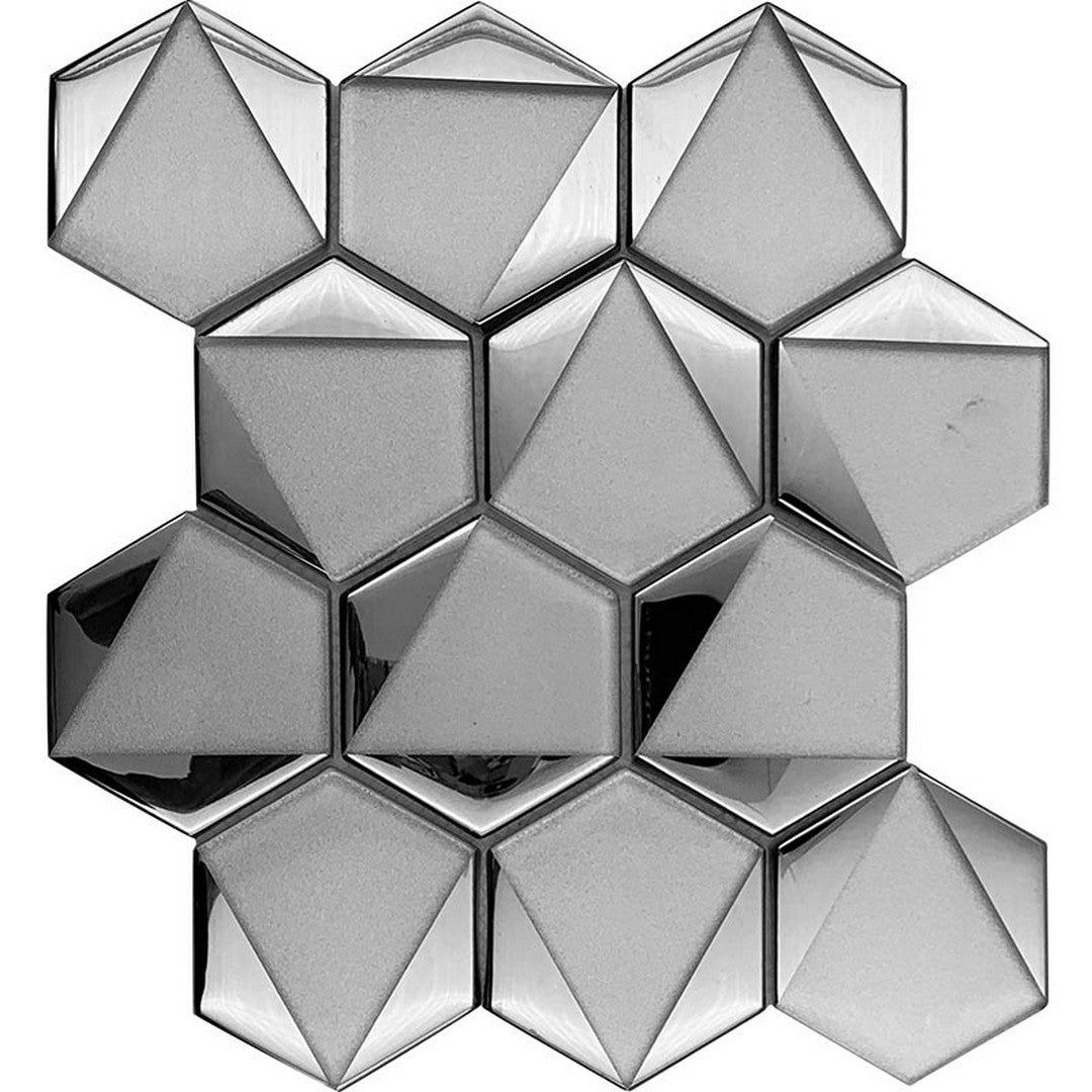 MiR Monaco 9" x 10.5" Glossy Glass 2.9" Hexagon Mosaic
