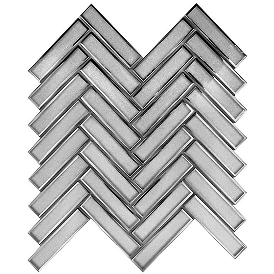 MiR Monaco 11.2" x 11.8" Glossy Glass Herringbone Mosaic