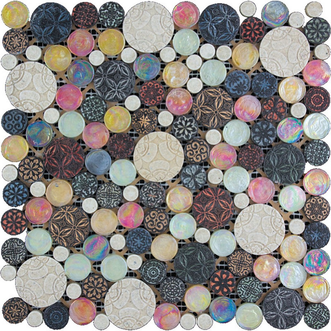 MiR Netherlands 12" x 12" Glass & Resin Round Mosaic