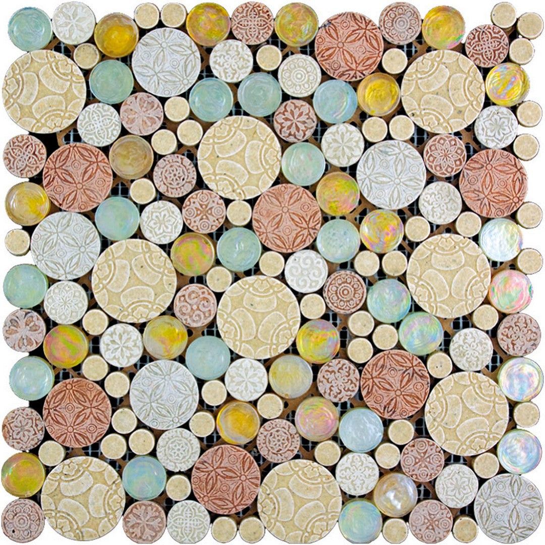 MiR Netherlands 12" x 12" Glass & Resin Round Mosaic