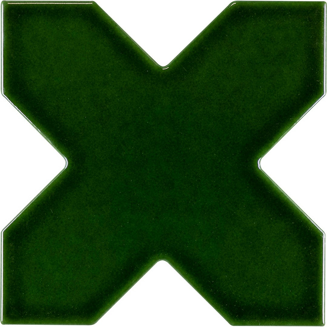 MiR Moorish 5" x 5" Pressed Glossy Ceramic Cross Tile