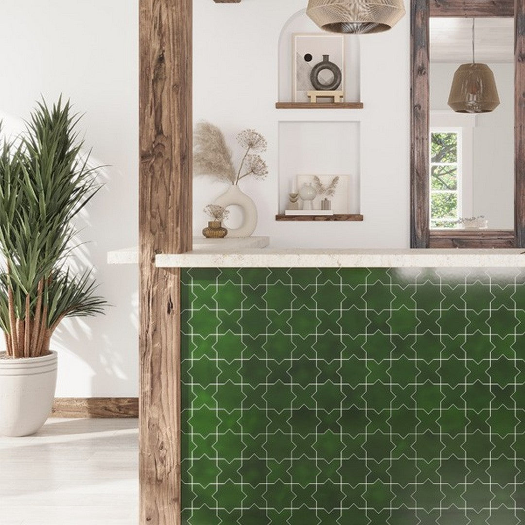 MiR-Moorish-5-X-5-Glossy-Ceramic-Star-Tile-Verde
