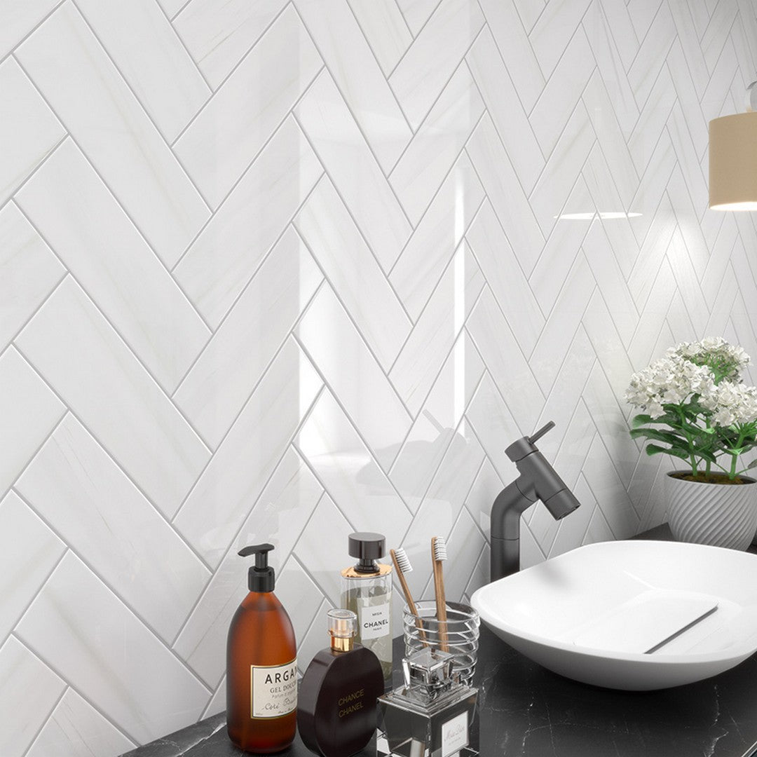Ottimo-Marbellous-Tx-4-x-12-Glossy-Ceramic-Tile-Dolomite-Bianco