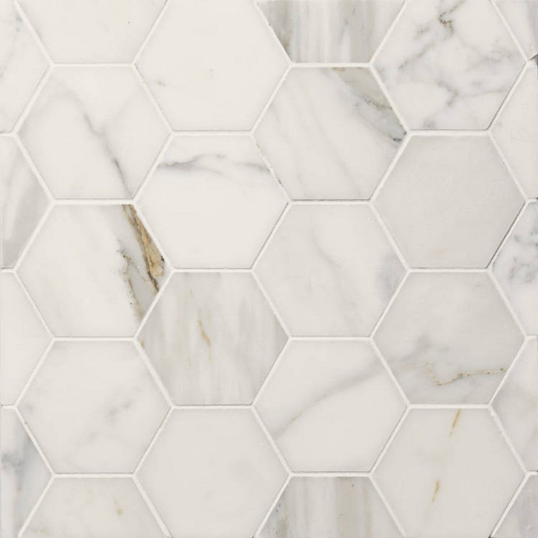 Bedrosians Marble 10.5" x 12" Honed Hex 3" Mosaic