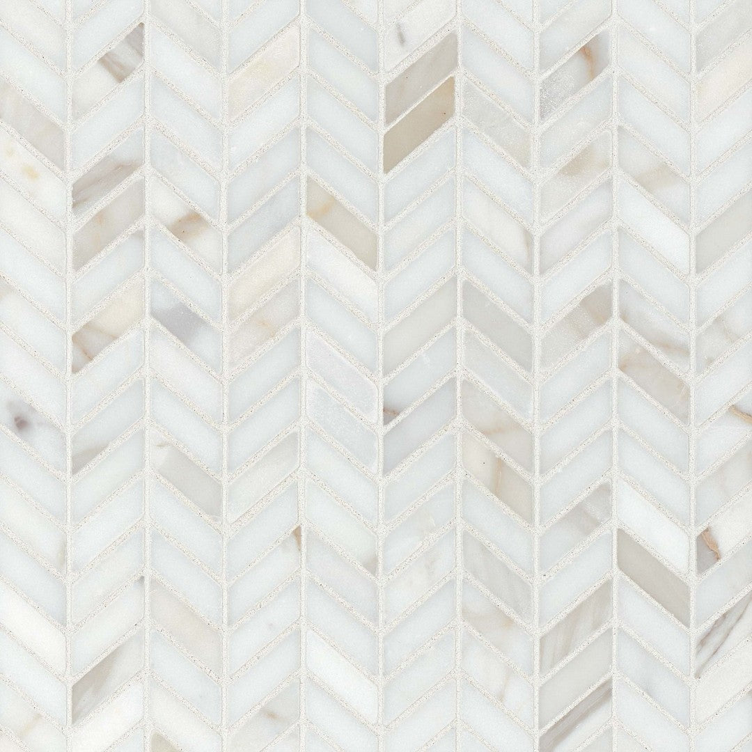 Bedrosians Marble Calacatta Oro 12.5" x 12.5" Honed Chevron Mosaic