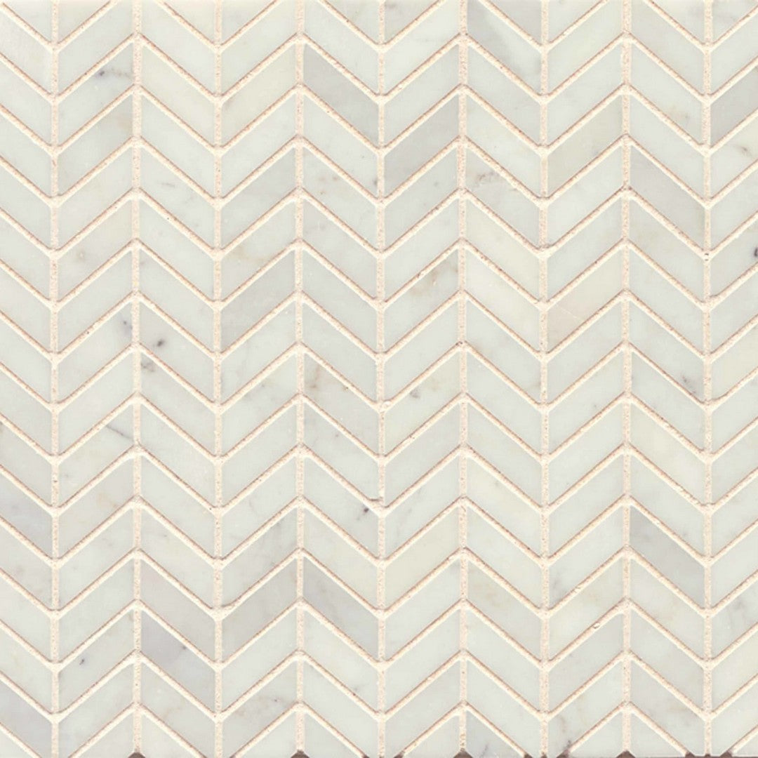 Bedrosians Marble White Carrara 12" x 12" Polished Chevron Mosaic