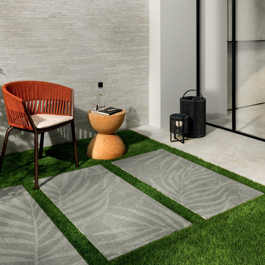 Marca-Corona-Arkiquartz-24-x-48-Grip-Porcelain-Deco-Leaf-Tile-Leaf