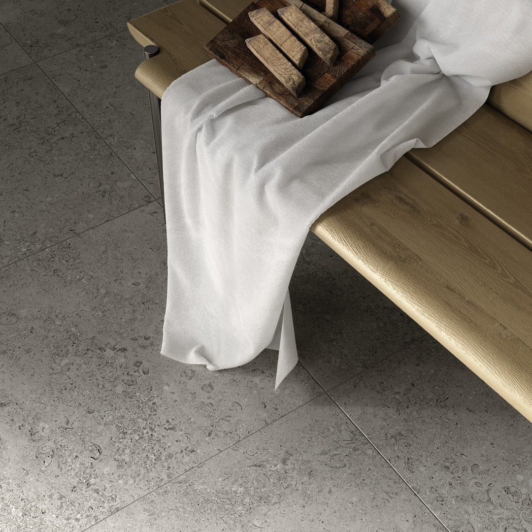 Tesoro-Shellstone-24-x-24-Rectified-Matte-Porcelain-Tile-Grey