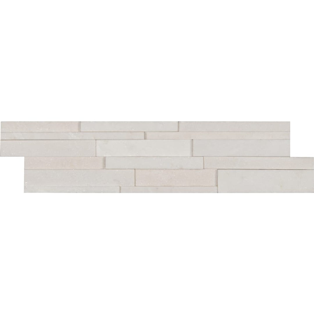 MS International RockMount Arctic White 6" x 24" Honed Stacked Stone Panel 3D Marble Ledgestone