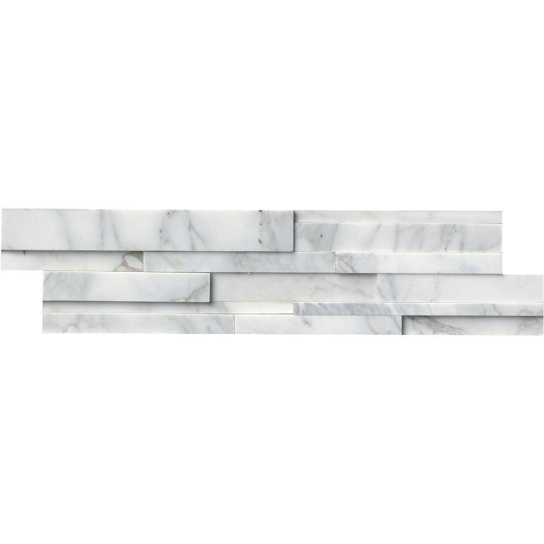 MS International RockMount Calacatta Cressa 6" x 24" Honed Stacked Stone Panel 3D Marble Ledgestone