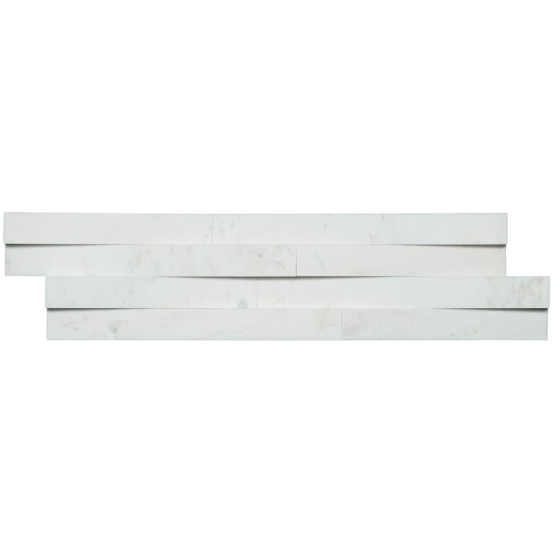 MS International RockMount Cosmic White Wave 6" x 24" Honed Stacked Stone Panel 3D Marble Ledgestone