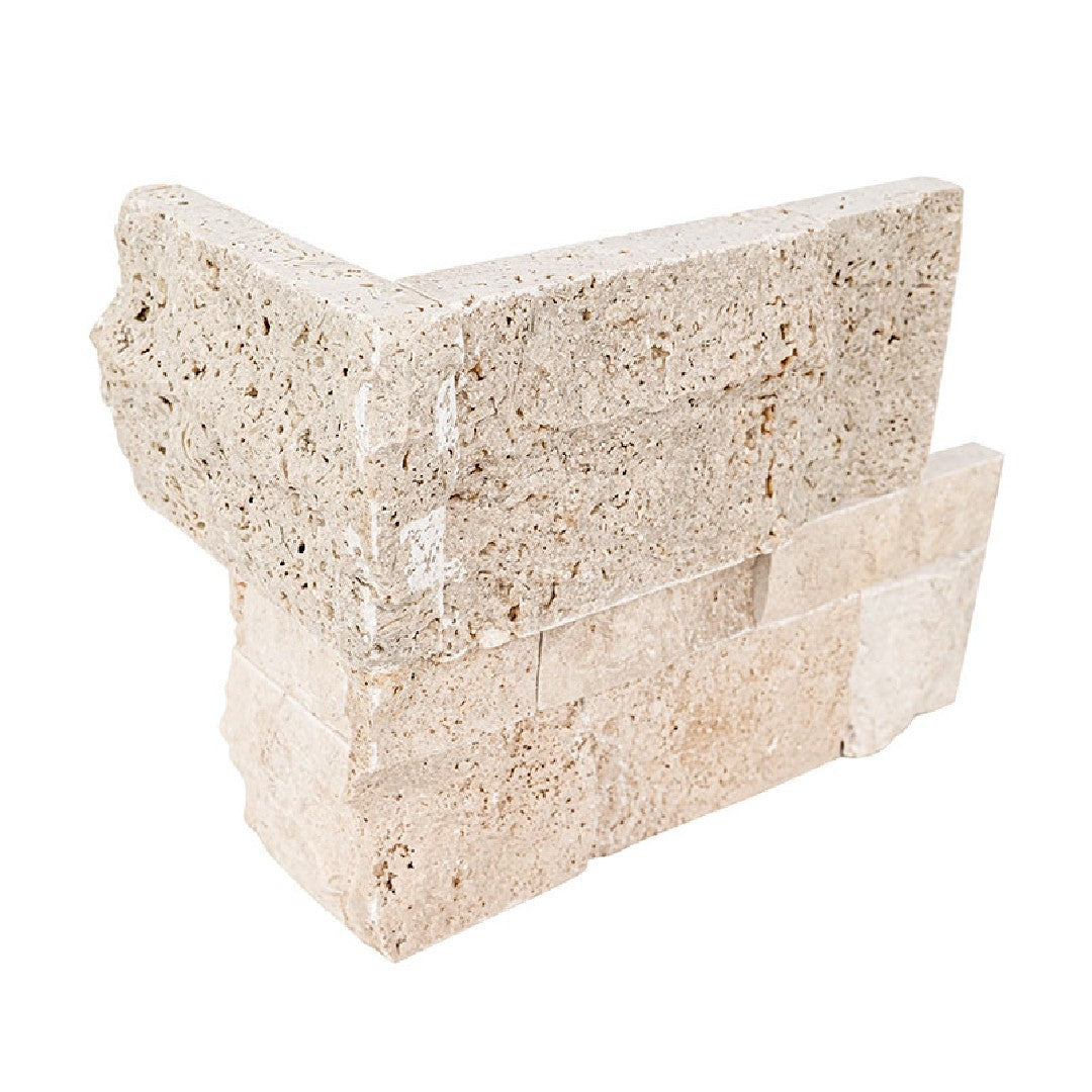 MS International Xl Rockmount 9" x 18" Splitface Stacked Stone Travertine Ledger Corner