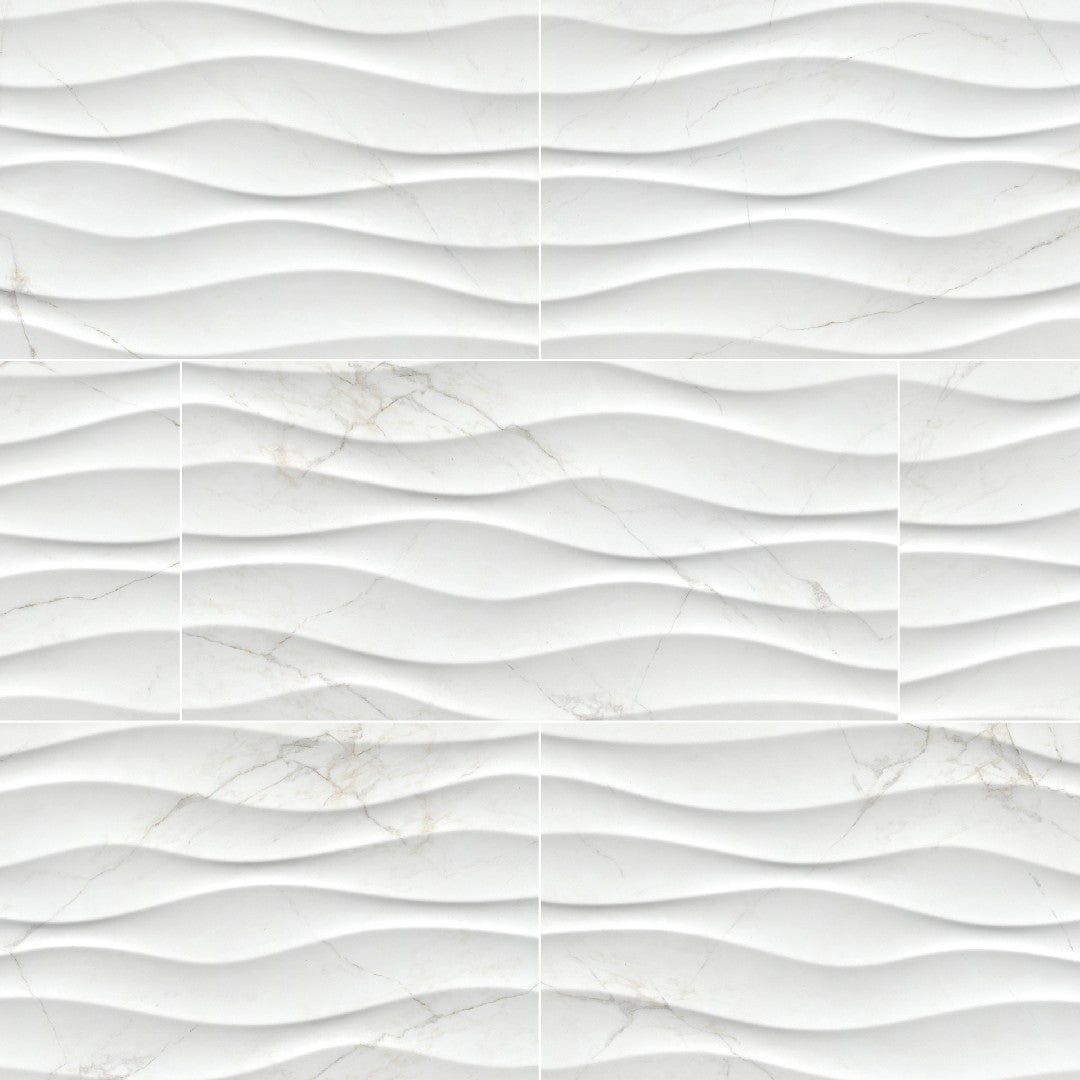 MS International Dymo Calacatta 12" x 24" Glossy Ceramic Wall Tile