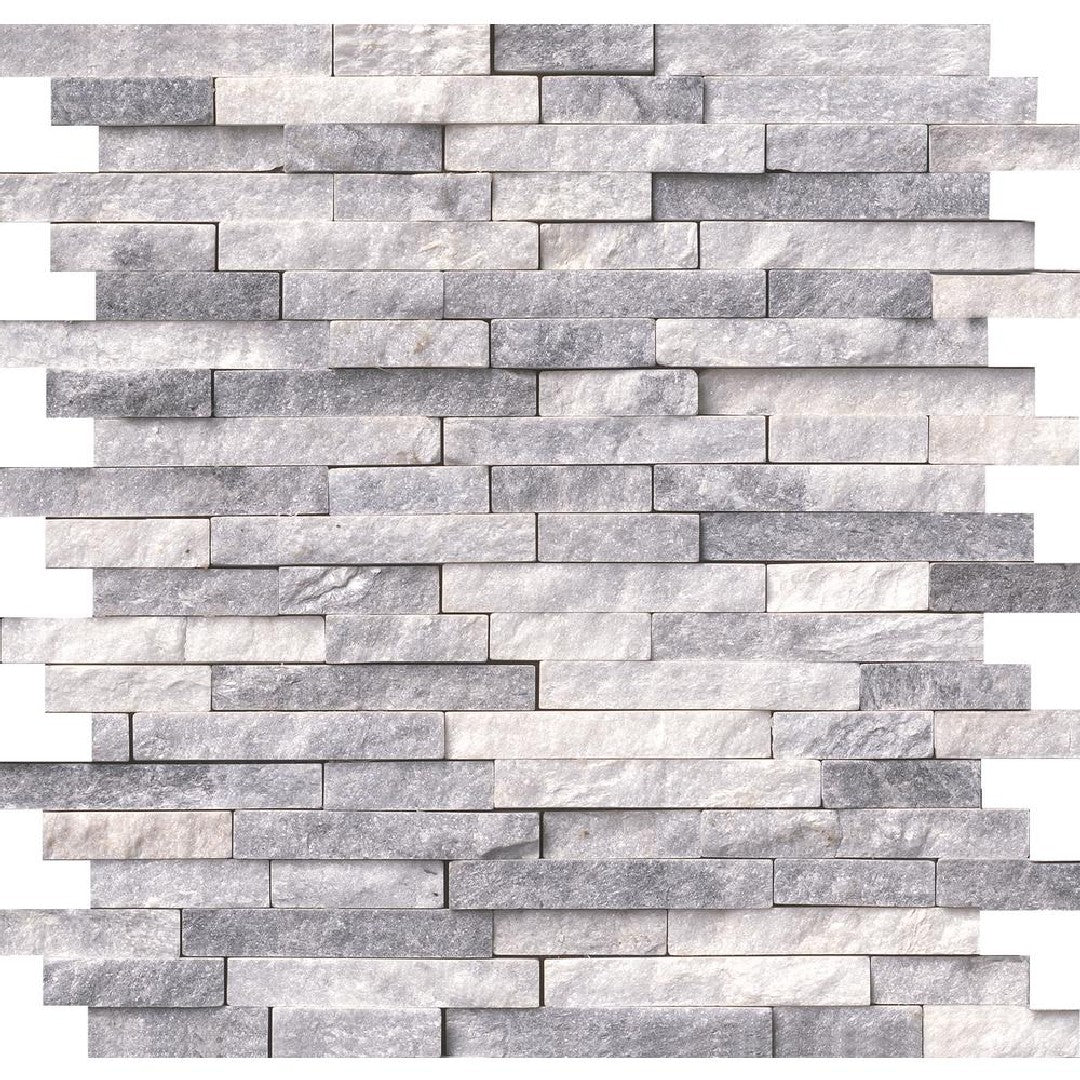 MS International Alaskan Gray 12" x 12" Splitface Marble Mosaic