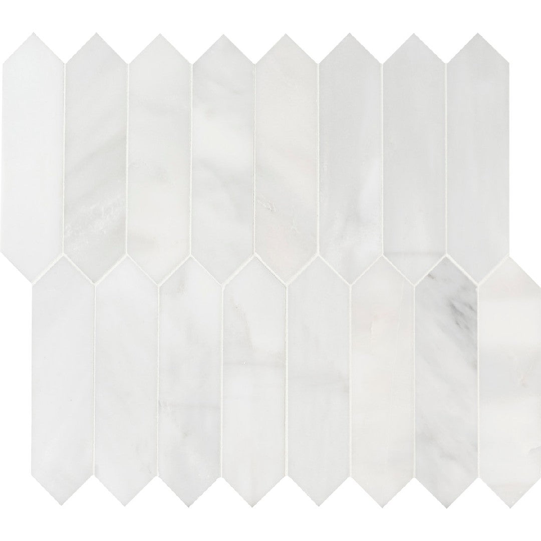 MS International Arabescato Carrara 10.63" x 12" Honed Picket Fence Marble Mosaic