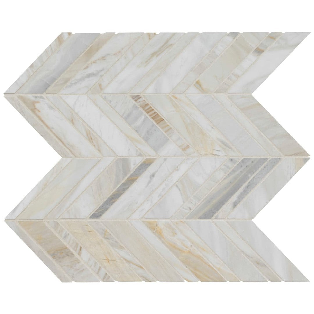 MS International Athena Gold 12" x 12" Honed Chevron Marble Mosaic