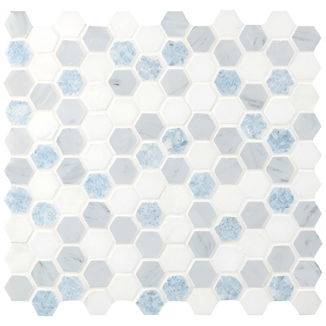 MS International Azula 11.71" x 11.81" Polished Marble Hexagon 1" Mosaic
