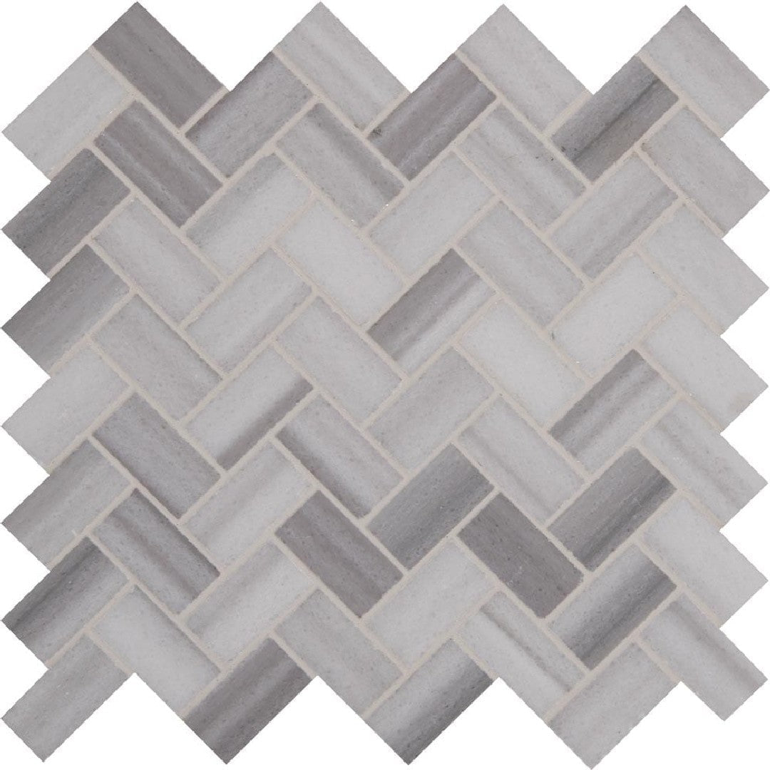 MS International Bergamo 12" x 12" Polished Herringbone Marble Mosaic