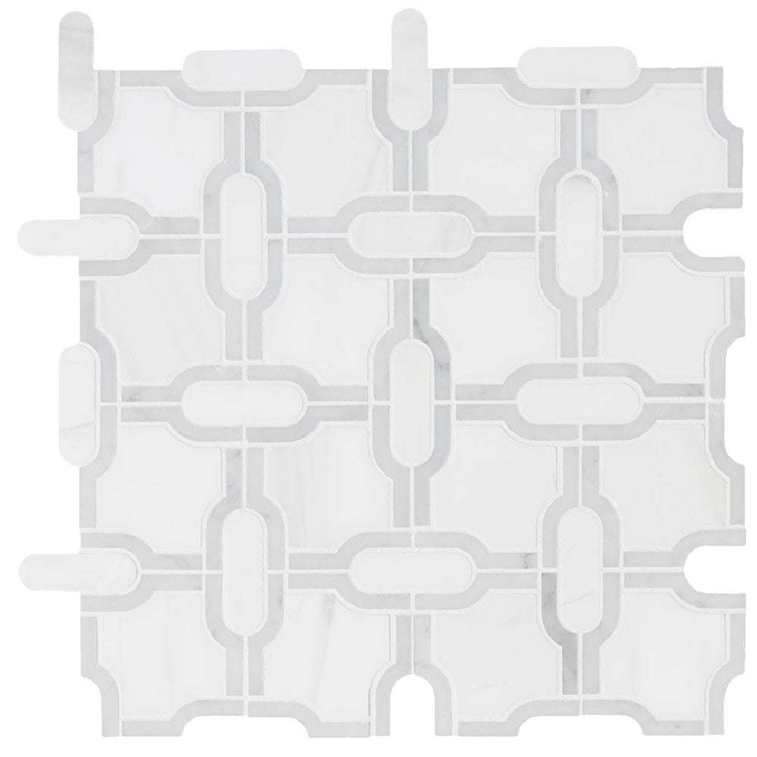MS International Bianco Dolomite 12" x 12" Polished Gridwork Marble Mosaic