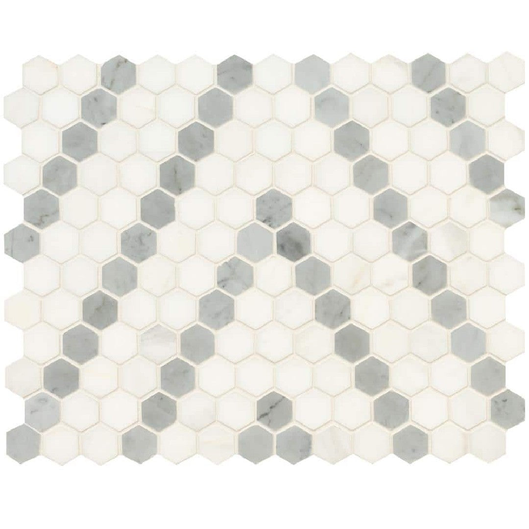 MS International Bianco Dolomite 11" x 13.6" Marble 1" Hexagon Mosaic