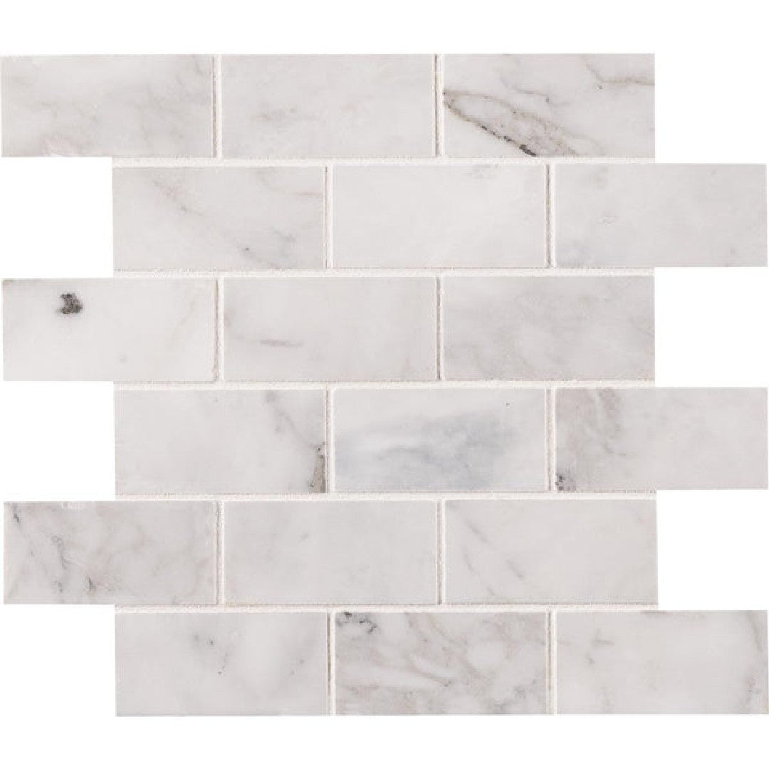 MS International Calacatta Cressa 12" x 12" Honed Brick Marble Mosaic