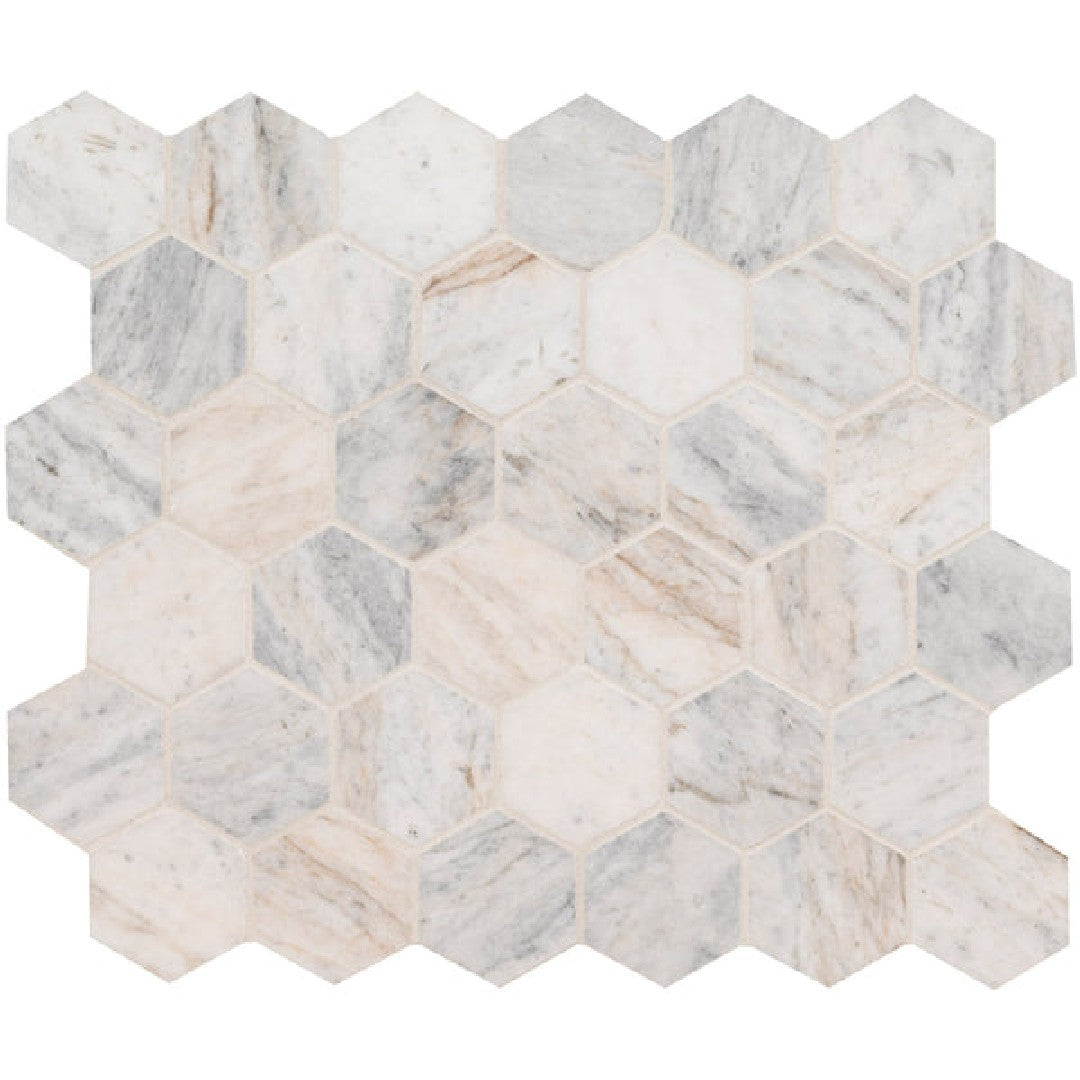 MS International Capri Blue 11.75" x 12" Marble 2" Hexagon Mosaic