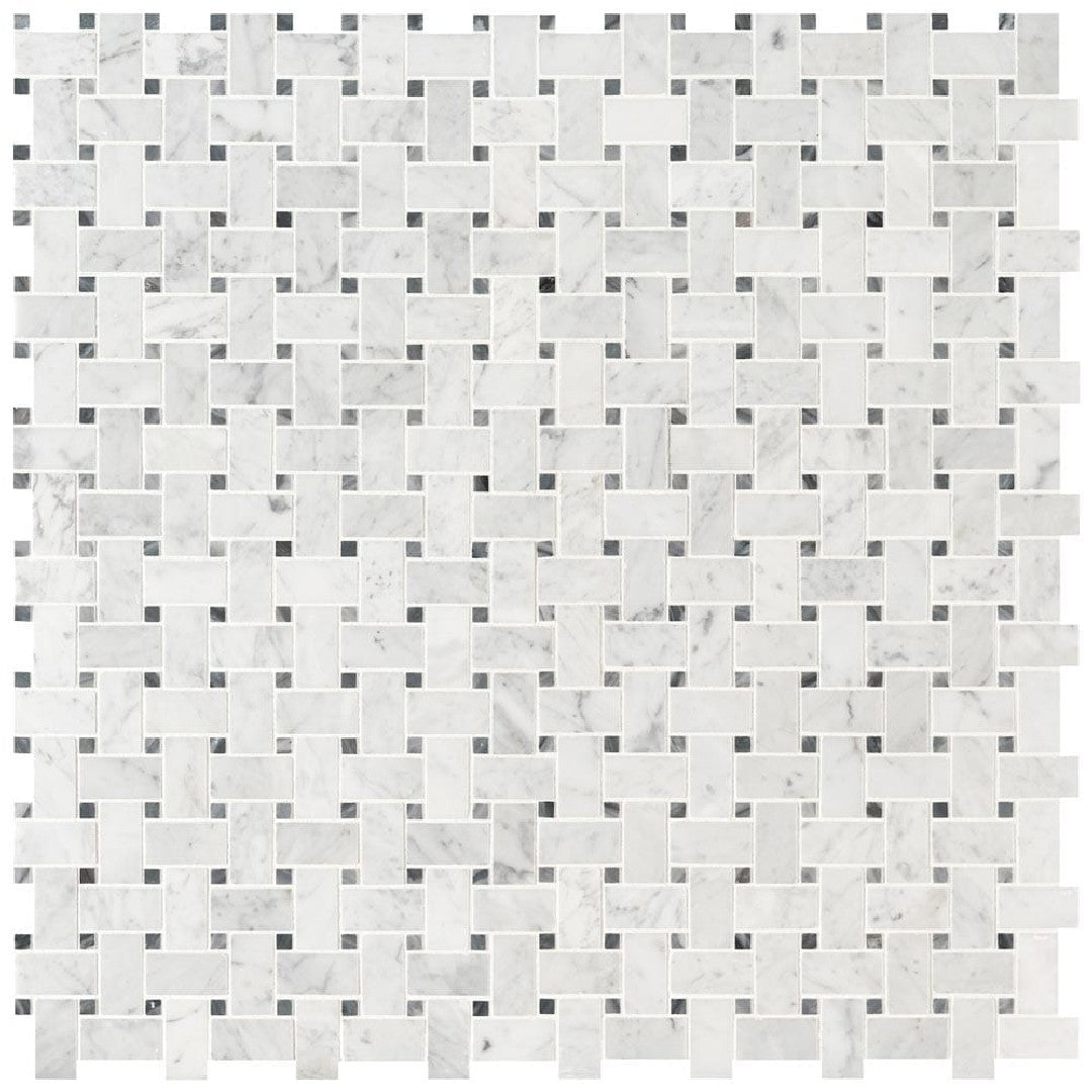MS International Carrara White 12" x 12" Honed Basketweave Marble Mosaic