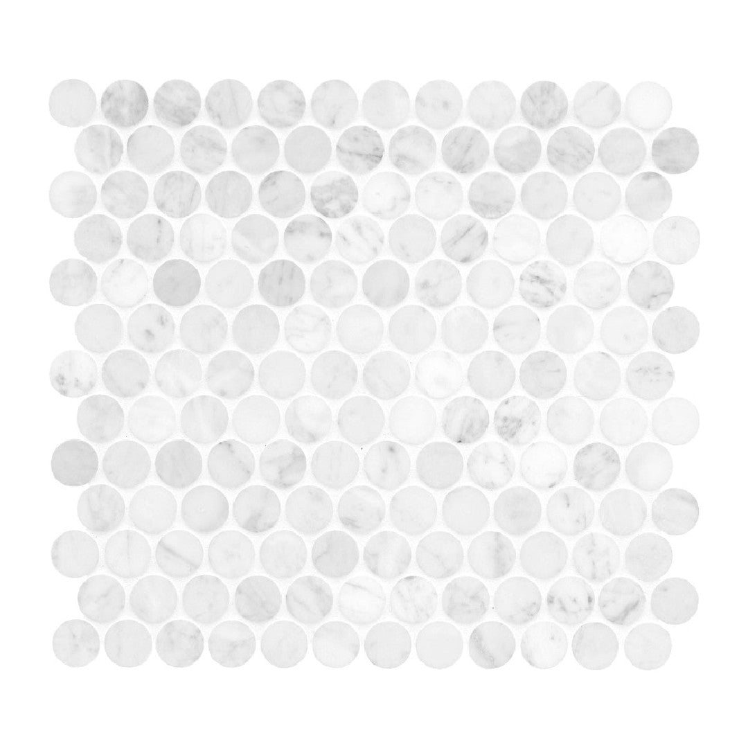 MS International Carrara White 11.7" x 12.44" Honed Round Pattern Marble Mosaic