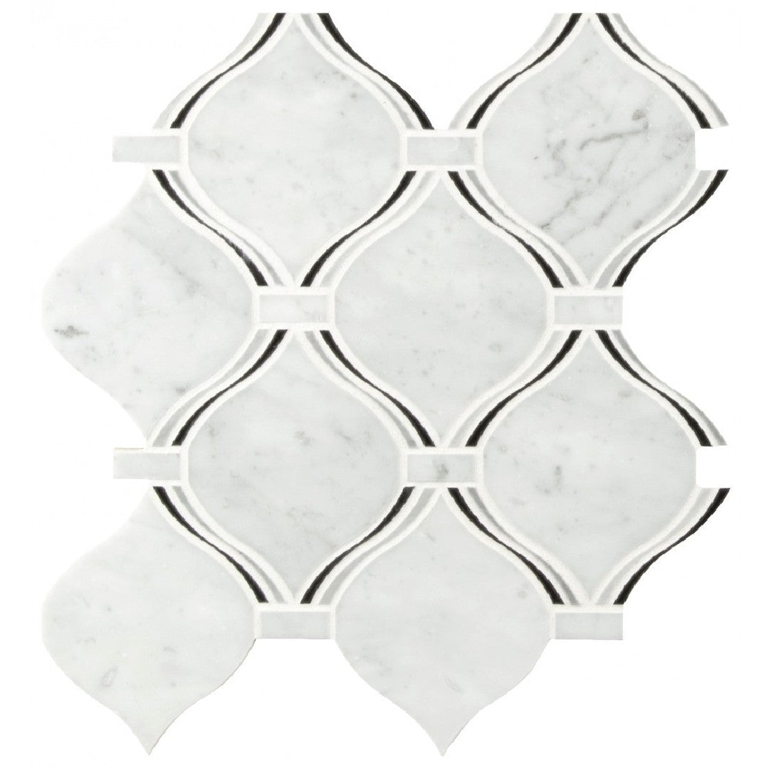 MS International Danza 10.25" x 10.25" Polished Arabesque Marble Mosaic