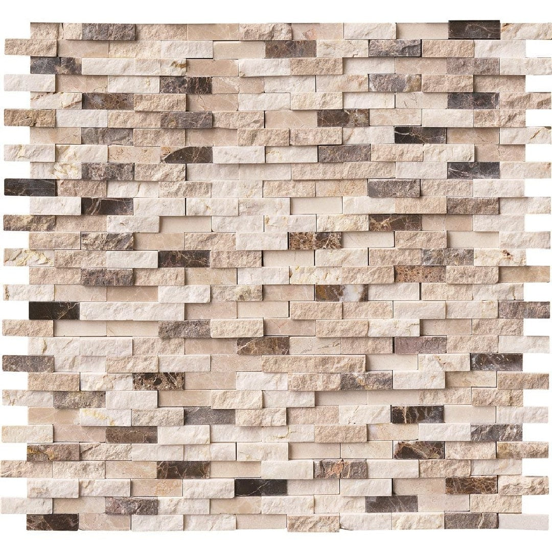 MS International Emperador Blend 12" x 12" Polished Linear Marble Mosaic