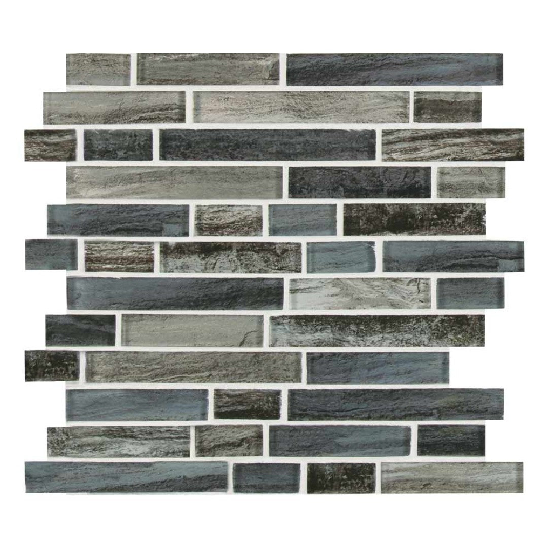 MS International Grigio Lagoon 12" x 12" Linear Glass Mosaic