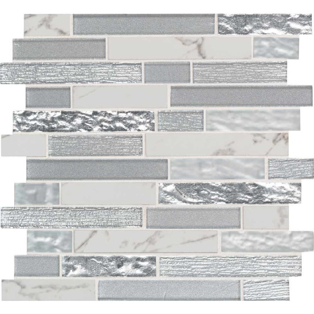 MS International Decorative Blend 11.81" x 11.81" Linear Glass & Stone Mosaic