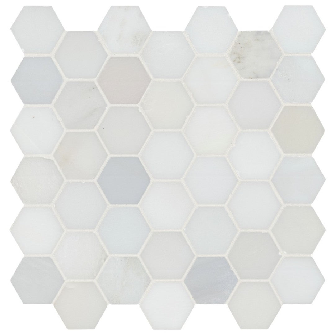 MS International Greecian White 12" x 12" Polished 2" Hexagon Marble Mosaic
