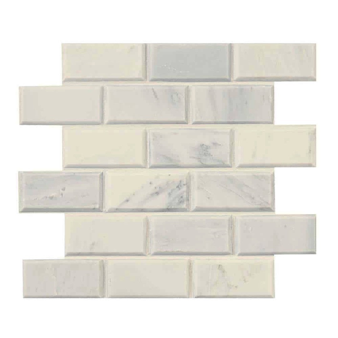 MS International Greecian White 12" x 12" Polished Beveled Brick Marble Mosaic