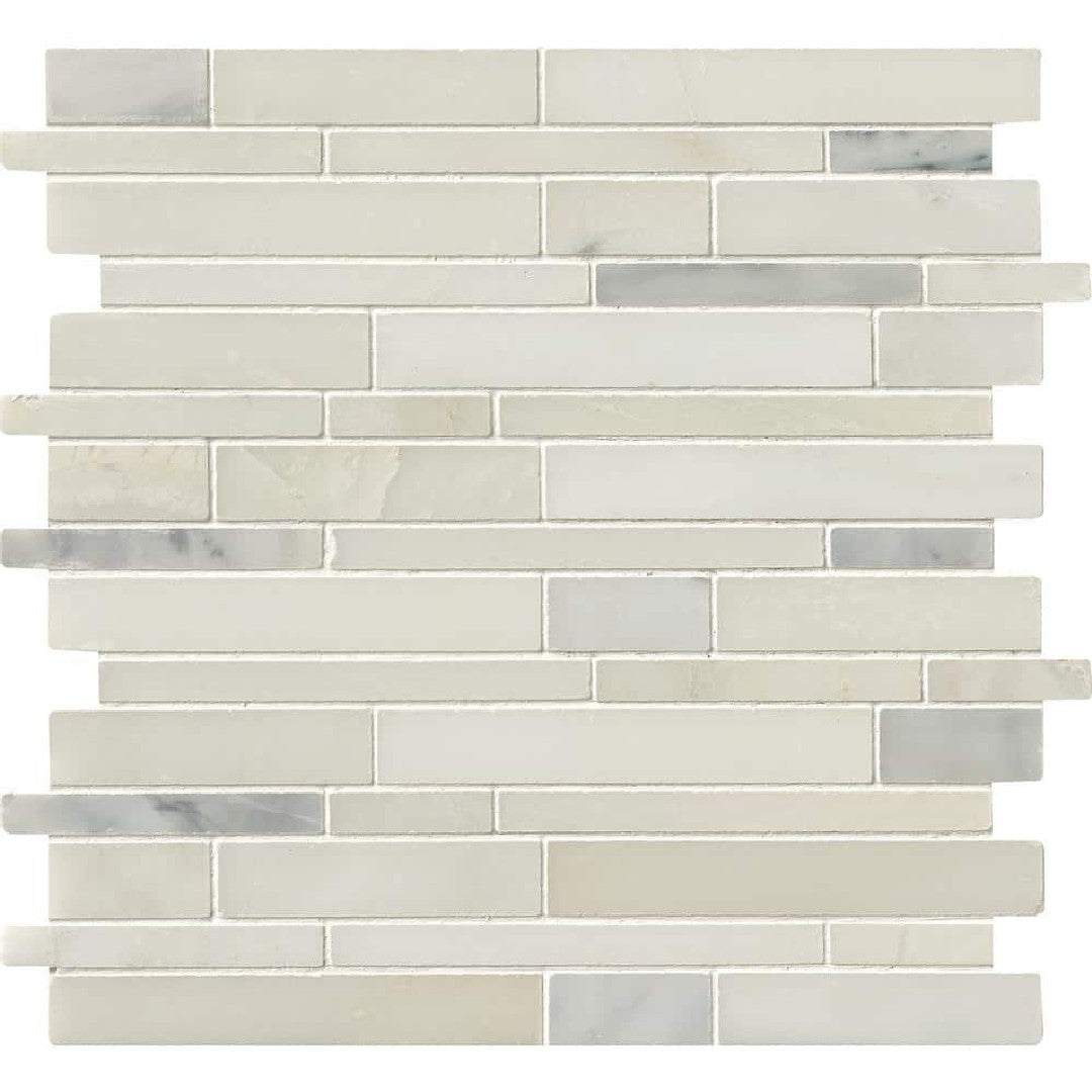 MS International Greecian White 12" x 12" Polished Linear Marble Mosaic