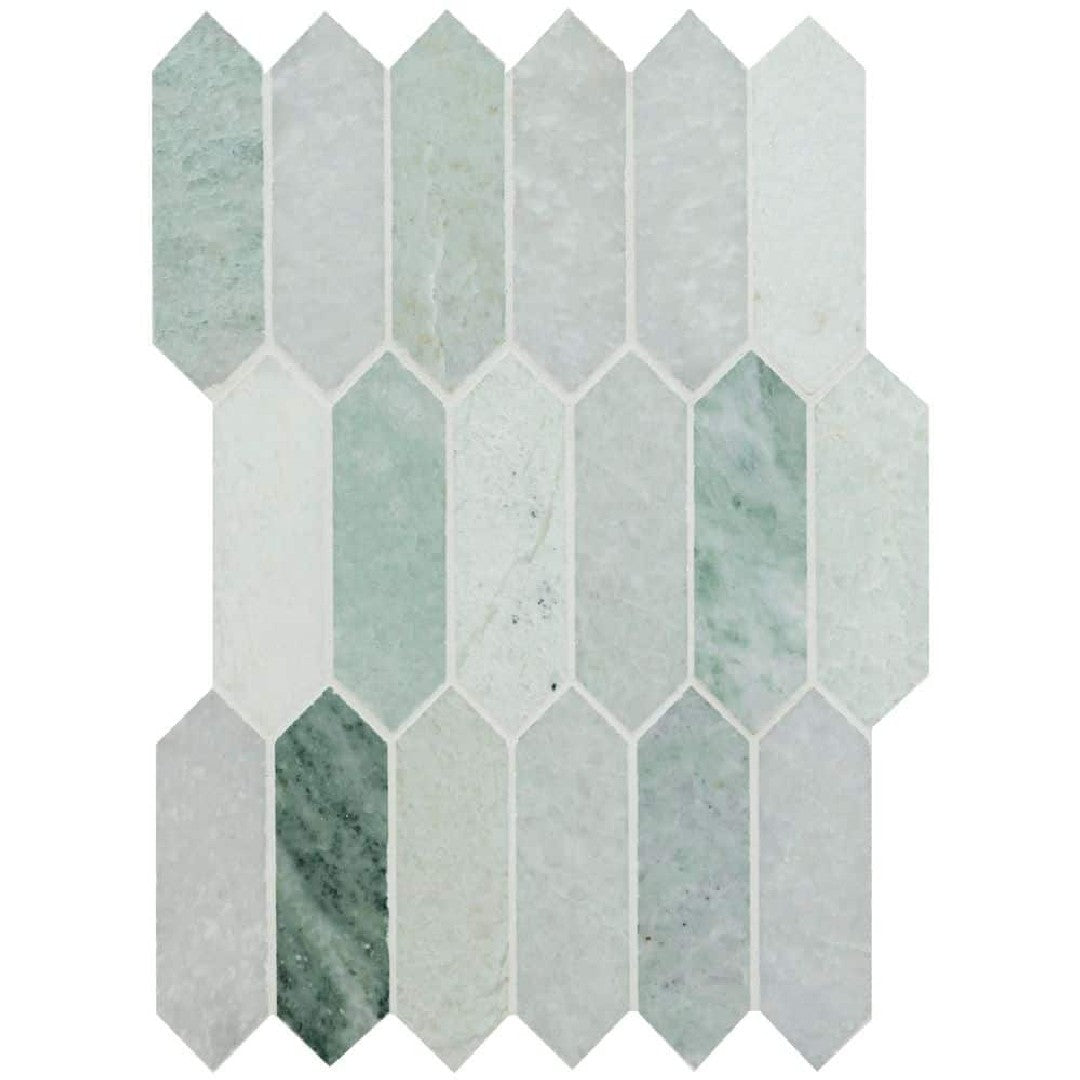 MS International Icelandic Green 12" x 12" Polished Picket Marble Mosaic