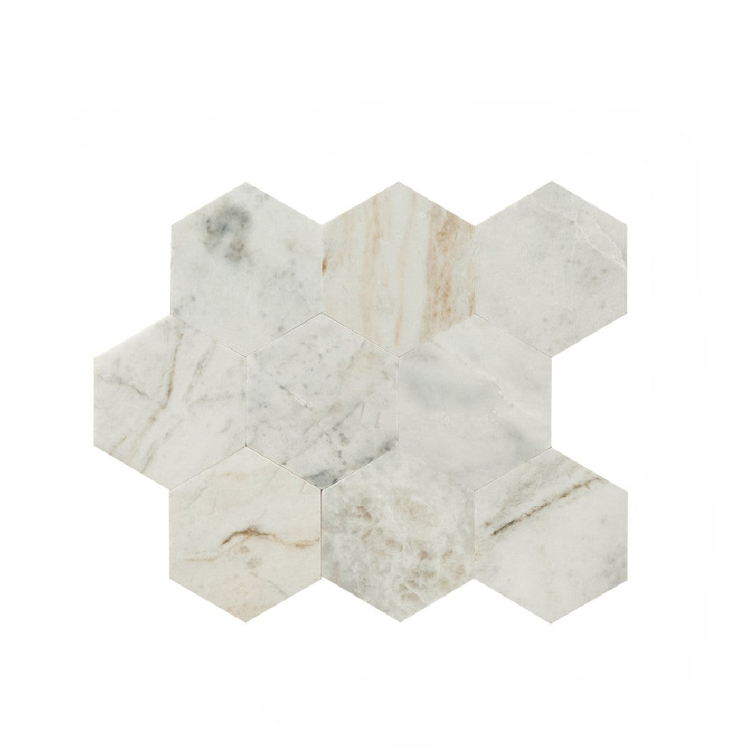 MS International Stik Wall Tile 10" x 11.60" Honed 4" Hexagon Marble Mosaic