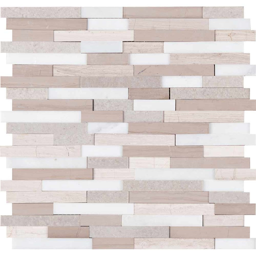 MS International Arctic Storm 12" x 12" Honed 3D Peel & Stick Marble Mosaic