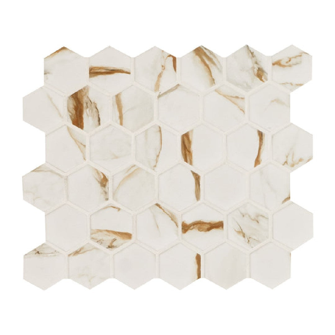MS International Calacatta 12" x 12" Matte 2" Hexagon Porcelain Mosaic