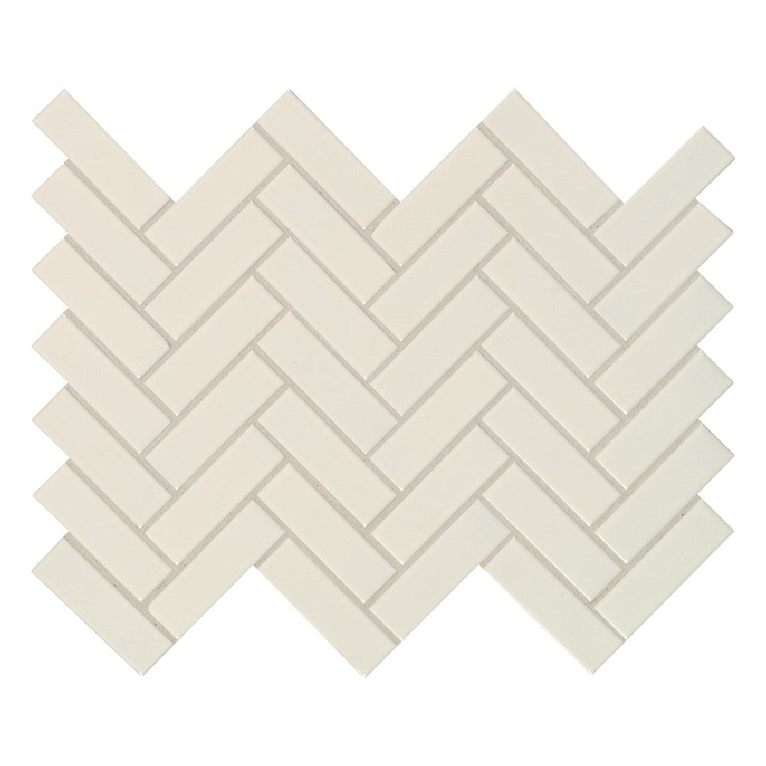 MS International Almond 11" x 13" Glossy Herringbone Marble Mosaic