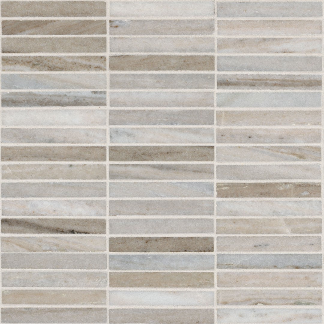 MS International Ravello 12" x 12" Polished Mini Stack Marble Mosaic