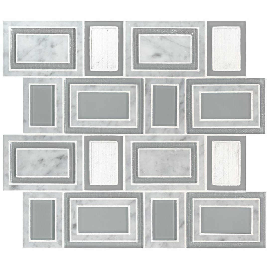 MS International Decorative Blends 11.25" x 12" Pinwheel Glass & Stone Mosaic