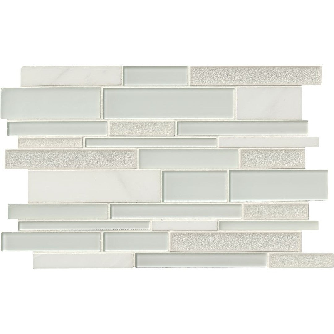 MS International Decorative Blend 12" x 18" Linear Glass & Stone Mosaic