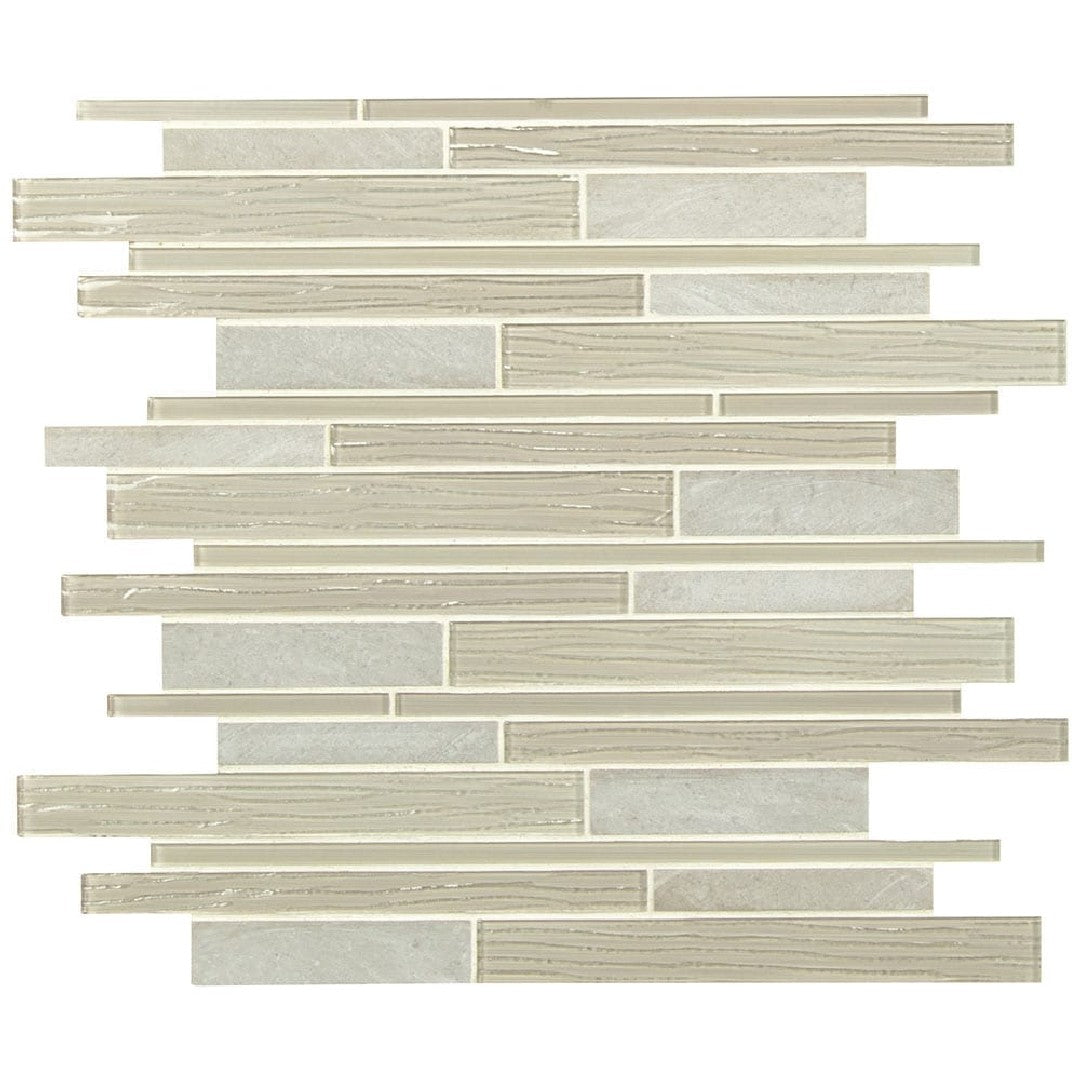 MS International Decorative Blend 11.81" x 12.2" Linear Glass & Stone Mosaic