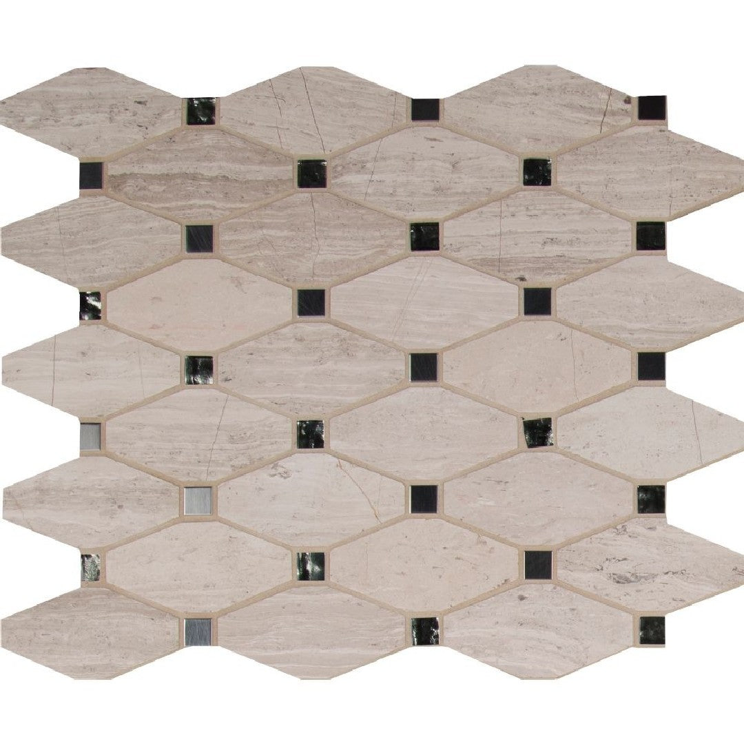 MS International Decorative Blend 12" x 12" Glass & Stone Mosaic 10mm