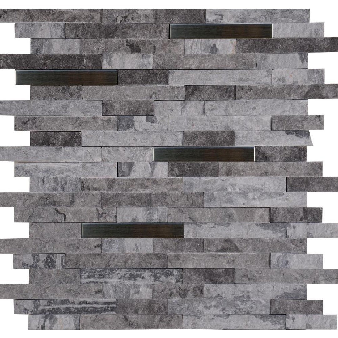 MS International Eclipse Interlocking 12" x 12" Stone & Metal Blend Mosaic
