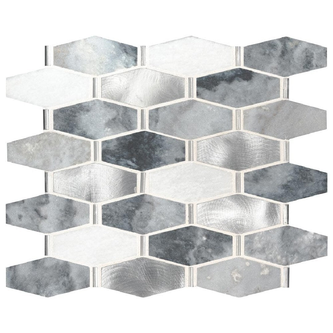 MS International Decorative Blend 11.61" x 13" Metal & Stone Hexagon Mosaic
